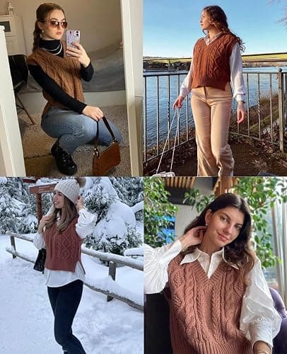 Sweater Vest for Women V Neck Sleeveless Knit Solid Casual Ribbed Preppy Pullover Tops thumbnail 2