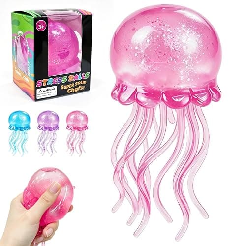 Jellyfish Squeeze Toy,2.16inch Jellyfish Squishy Malt Sugar Balls Filled Squishy Sensory Fidget Toy,Ultra Soft Moldable Slow Rise Stress Relief Toy for Adults Anxiety Relief(Pink) thumbnail 2