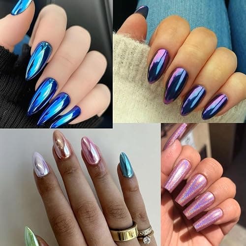SIUSIO 16 Jars Chrome Nail Powder Nail Art Glitter Decoration Metallic Mirror Effect Holographic Aurora Chameleon Pigment Powder Kit 0.35g/Jar Pearl for Resin Craft & Nail Art thumbnail 8