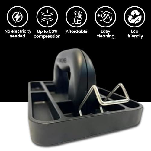 Waste Smasher - Manual Trash Compactor Tool - Hand-Held Garbage Press with Built-in Hook - for Kitchen Waste Bin - Space Saving Design - No Batteries Required - Freestanding - Black thumbnail 11