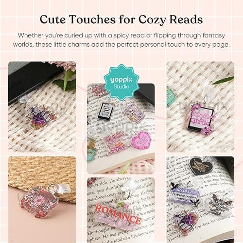 YOPPIX 9PCS Charms for E-Reader, About Funny Theme Dust Plug Charm Compatible with Type C Charging Port, Gift for Book Lover Readers Men Women Teachers Students, Accessories for E-Reader thumbnail 6