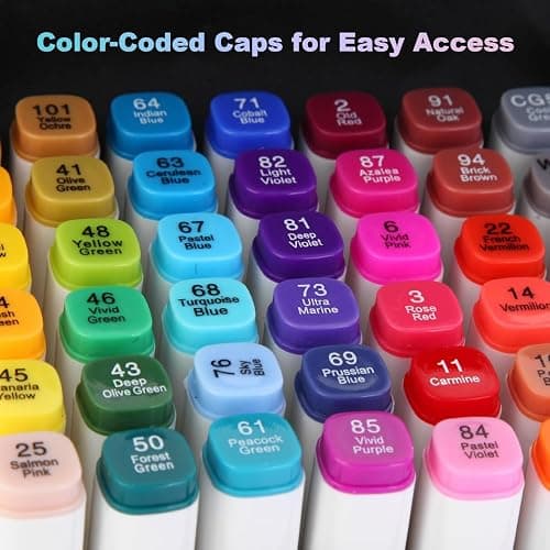 48 Colour Alcohol Markers Set - Dual Tip Permanent Alcohol Based Marker Pens for Colouring Drawing Graphic Sketch Manga Graffiti Art Double Ended Coloured Paint Markers Pen for Adults Kids Artist thumbnail 3