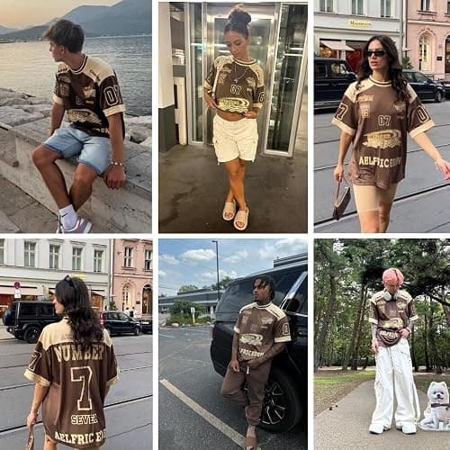 Aelfric Eden 90s Oversized T Shirts Unisex Grahpic Jersey Printed Casual Tees Streetwear Vintage Summer Top Tshirt - Coffee - Medium thumbnail 5