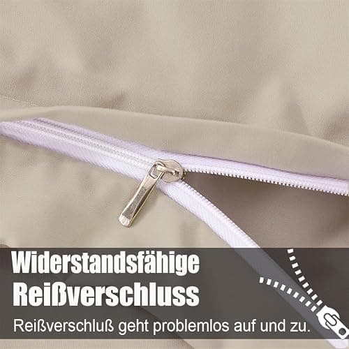 Soifox Bettwäsche 200x220 Beige - aus Mikrofaser Bügelfrei & Knitterfrei Bettbezug 200 x 220 Set mit 80x80 cm Kissenbezug 2er Set Bettwasche mit Reißverschluss thumbnail 3