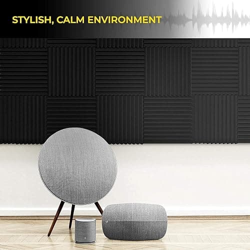 12 Pack Acoustic Panels 1 X 12 X 12 Inches – Acoustic Foam - Studio Foam Wedges - High Density Panels – Soundproof Wedges - Charcoal thumbnail 6