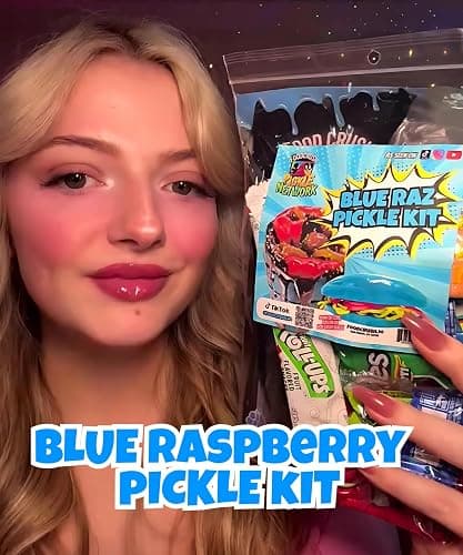 Chamoy Pickle Kit For 2 + Blue Raspberry Pickle Kit-(22 Pieces) Tiktok Candy Gift w Fruit Roll ups, skwinkles & other Mexican candy. Christmas gifts for kids, teen girl, boy thumbnail 7