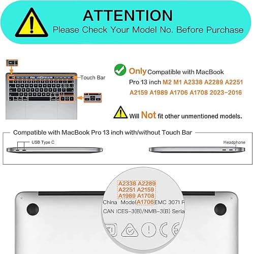 BYCeKe for MacBook Pro 13 inch Case M2 2026-2023, 2022-2016 A2338 M1 A2251 A2289 A2159 A1989 A1708 A1706, Checkered Textured Cream Leather Hard Shell No Logo Cutout&Keyboard Cover, Beige Checkerboard thumbnail 2