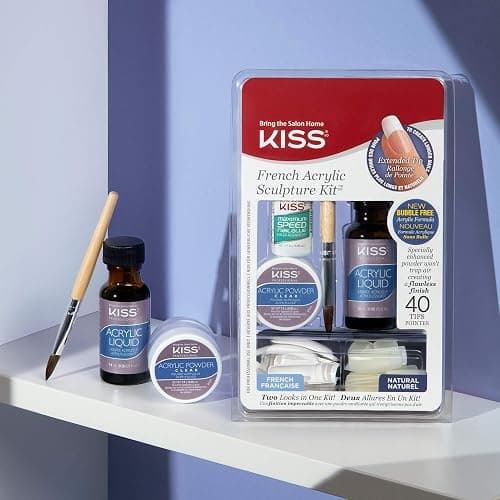 KISS French Acrylic False Nails Sculpture Kit, Natural & French Manicure, Extended Bubble-Free Nail Tips with Acrylic Liquid & Powder, Maximum Speed Nail Glue, Application Brush, & 40 Fake Nails thumbnail 11