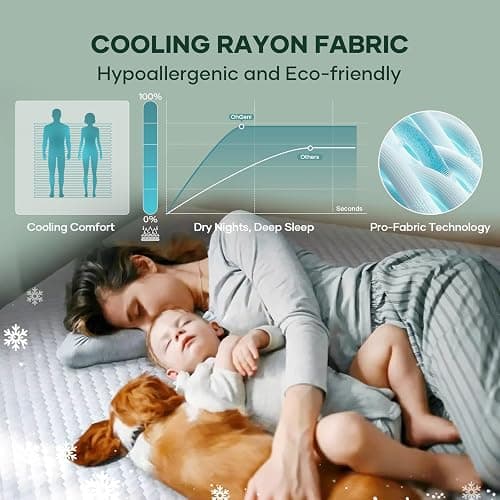OhGeni 100% Waterproof Mattress Protector,Twin XL Size Mattress Soft Pad,Pet Hair & Bedwetting Resistant,Cooling Fitted Sheets,Washable Bed Cover,Non-Slip Deep Pocket,Noiseless for College Dorm Rooms thumbnail 4