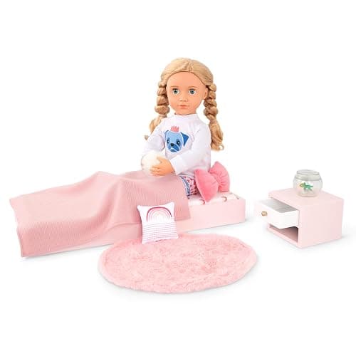 Our Generation – 18-Inch Doll Accessories – Dollhouse Furniture – Platform Bed & Nightstand – Pretend Play 3+ Years– Sweet Snuggles Bedroom Set thumbnail 5