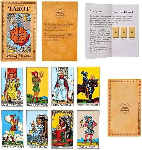 Qualis 78 PCS Original Tarot Cards And Book For Beginners Set | Deck with 100 Page Guide Book | Tarot Card Set By Pamela Colman - Smith-Waite Rider Deck For Beginners thumbnail 3