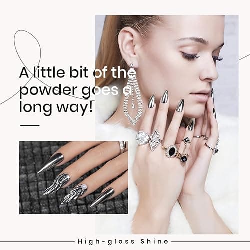 Beetles Sliver Chrome Nail Powder Mirror Metallic Effect | Nail Glitter Manicure Pigments Premium Salon for Nail Art Design, 0.04oz/1g thumbnail 3