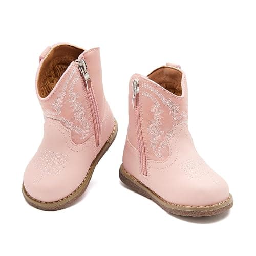 BMCiTYBM Baby Cowboy Cowgirl Boots Infant Western Boots Toddler Boys Girls Round Toe Riding Mid Calf Boots All Seasons for 6 9 12 18 24 Months thumbnail 3