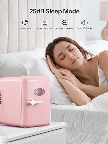 Reemix Mini Fridge, 4L/6 Cans Retro Portable Cooler For 120V Home & 12V DC Car Use, Skincare Fridge for Bedroom, Car, Office, Dorm, Pink thumbnail 6