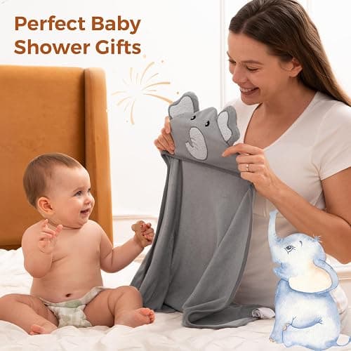Momcozy Baby Hooded Towel, 8-Piece Bath for Boys or Girls, Washcloth Set with Cute Design, Shower Towel Gift for Newborns, Infants and Toddlers thumbnail 3