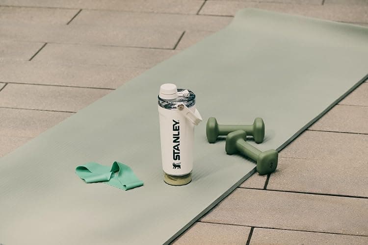 STANLEY Vitalize Shaker Bottle 20 oz | Leakproof Insulated Stainless Steel Shaker Cup | Base Storage and Twist On Fast Flow Lid | Protein Shakes and Pre Workout Powder | BPA-Free | Sage Grey thumbnail 2