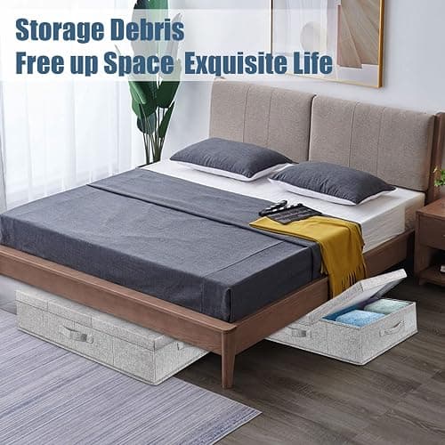 Supowin Underbed Storage Containers Bin with Lids, Large Under Bed Storage Organizer Box with Handle, Foldable Under the Storage Bags for Organizing Clothes, Shoes, Blankets, Pillows thumbnail 6