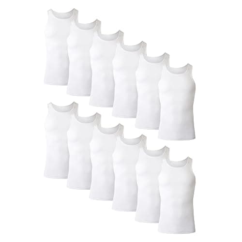 Hanes Top Undershirt Pack, 6-Pack, Moisture-Wicking Cotton Ribbed Tanks for Men - Image 1