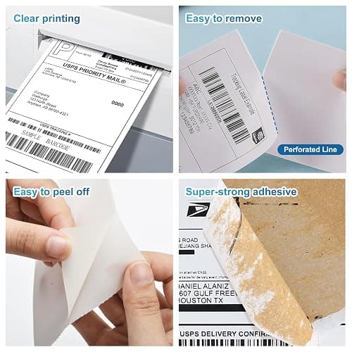 9527 Product Fanfold 4 x 6 Direct Thermal Labels White Perforated Shipping Labels, 500pcs per Stack,1 Stack thumbnail 5