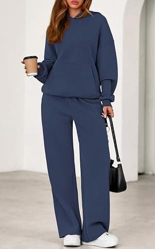 PRETTYGARDEN Women's 2 Piece Outfits Fall Sweatsuits Oversized Hoodies Wide Leg Sweatpants Tracksuits Lounge Matching Sets thumbnail 3