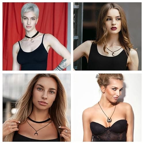 Ferreve 9 Pcs Gothic Choker Necklace for Women Black Star Moon Vintage Y2k Rock Necklace for Mother's Day Jewelry Gift thumbnail 6