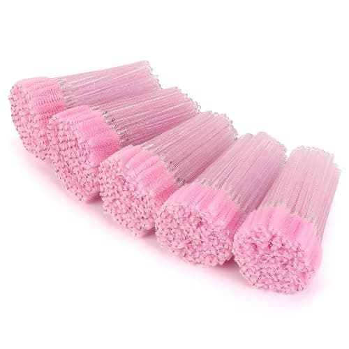 Tbestmax 500 Disposable Mascara Wands Eyelash Brush Spoolies for Eyebrow Eye Lash Extension Pink - Image 1