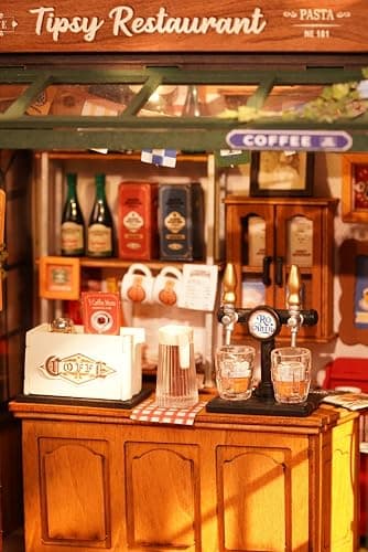 Rowood Miniature House Kits for Adults,Mother's Day DIY Mini House Building Kit,Wooden Dollhouse Kit with LED for Adults Beginners as Birthday (Tipsy Restaurant) thumbnail 8