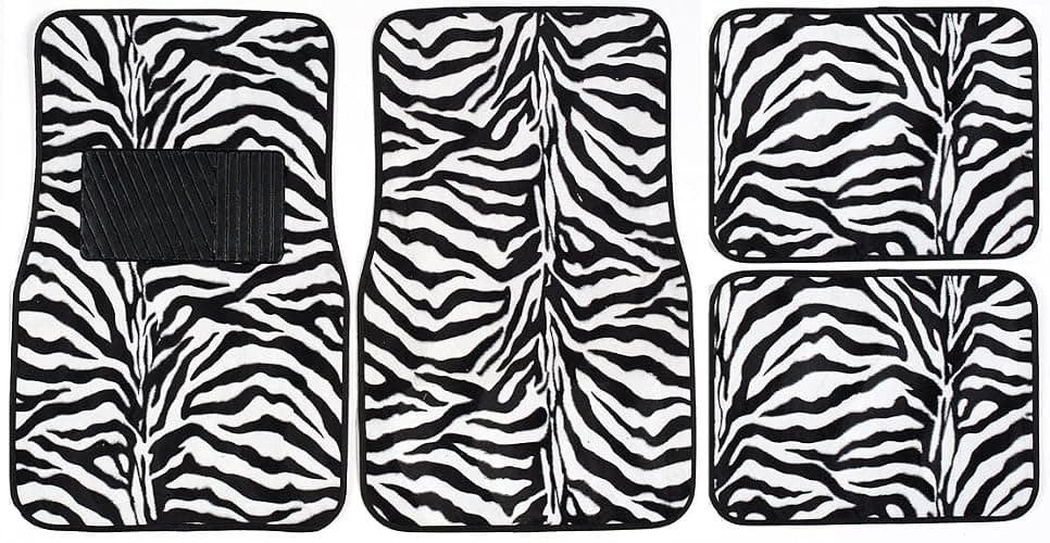 Luxury Driver 44068 Fashion Zebra Black/White Carpet Floor Mat Set - 4 Piece - Image 1
