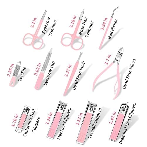 MINKINH 26-Piece Manicure Set for Women, Pink At-Home Nail Care Kit | Carbon Steel Nail Clippers, 410 Stainless Steel Tools, PU Organizer Case for Pedicure, Cuticle, Facial and Daily Self-Care thumbnail 7