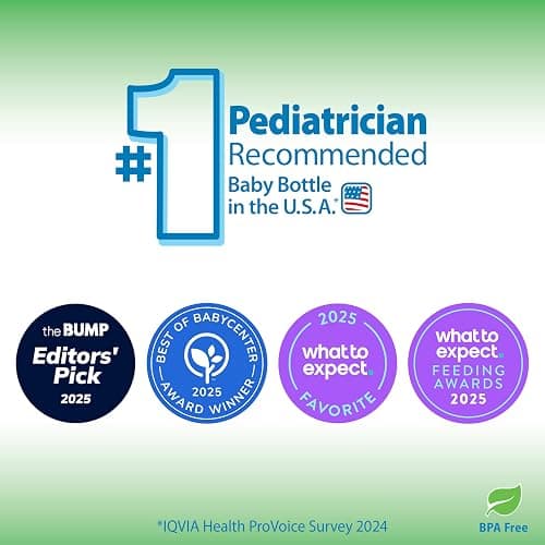 Dr. Brown's Natural Flow Anti-Colic Options+ Wide-Neck Glass Baby Bottles 9 oz/270 mL, with Level 1 Slow Flow Nipple, 3 Pack, 0m+ thumbnail 3