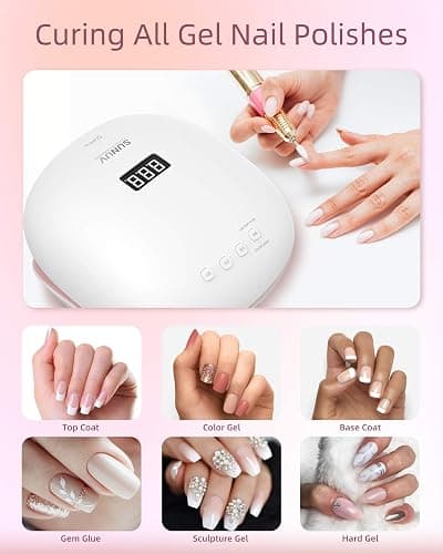 SUNUV Lampe à Ongles UV LED pour Vernis Gel, avec 4 Réglages de Minuterie, Sèche-Ongles avec Affichage LED à Capteur Automatique et Base Amovible, SUN4S Rose thumbnail 2