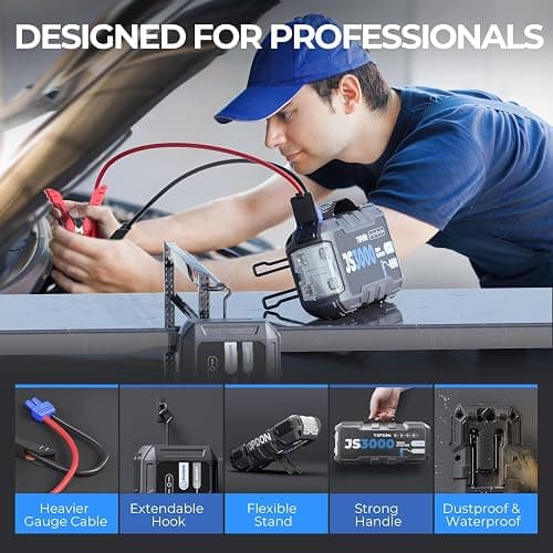 TOPDON Booster Batterie 3000A 24000mAh Démarreur de Batterie, JS3000 Portable Jump Starter pour Véhicule ( Jusqu’à 9L Essence /7L Gazole) Démarrage de Voiture thumbnail 3