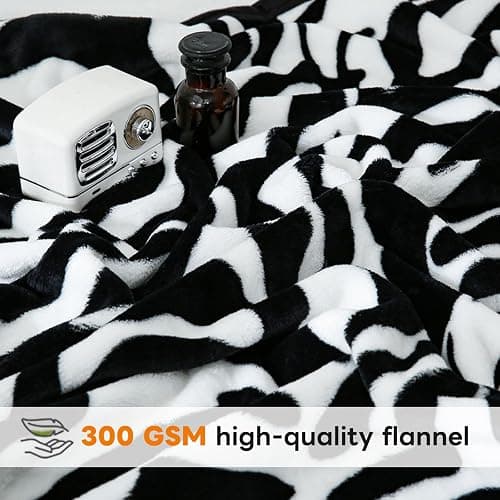 PU MEI Fuzzy Flannel Throw Blanket for Sofa, Couch, Bed, Black and White Zebra Print Blanket Animal - Lightweight Double Sided Cozy Super Soft Blankets, 50" x 60" inches thumbnail 4