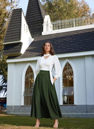 Scarlet Darkness Victorian Skirts for Women Renaissance High Waisted Long Skirt with Pockets thumbnail 7