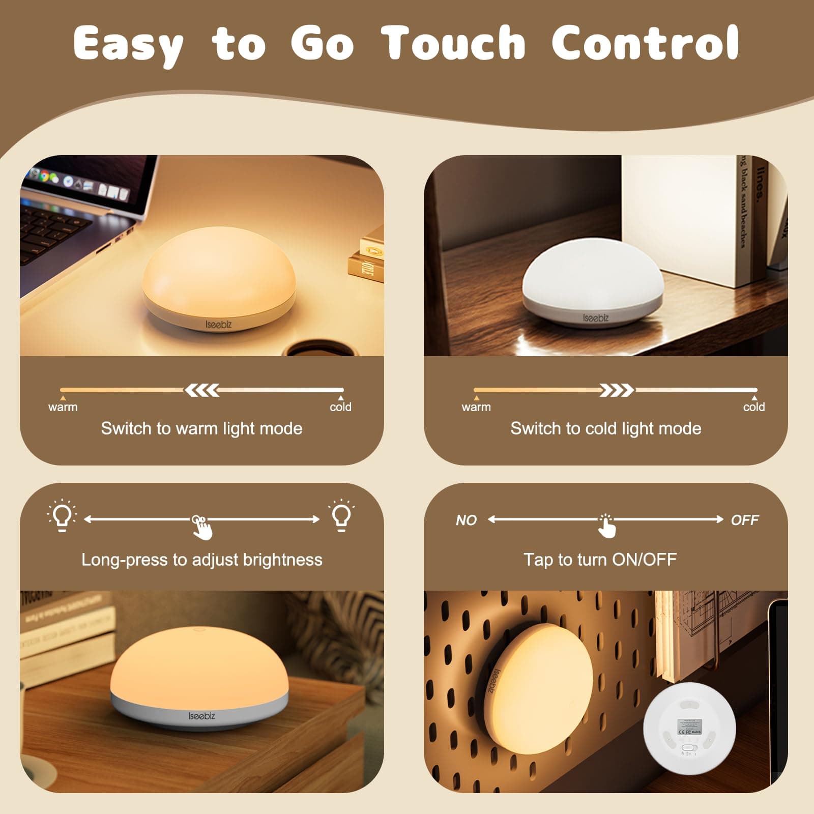Night Light with Remote Control Wireless Touch Lamp LED Night Lights for Kids Magnetic Base 2 Colors 5 Brightness Dimmable Nursery Bedside Lamp Work for 150H (Breastfeeding Light PRO) thumbnail 6