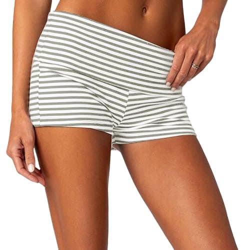 NJWTSDTZ Women Fold Over Yoga Shorts Y2k Low Rise Fitted Lounge Shorts Elastic Flodover Short Micro Pajama Bottoms - Image 1