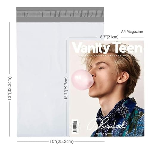 Fuxury Poly Mailers 10x13 Inch 100 Pack,Shipping Bags for Clothing,Strong Adhesive Mailing Envelopes,Heavy Duty Self Seal Plastic Postal Return Package Bags for Books Accessories Business,White thumbnail 3