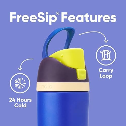 Owala Kids FreeSip Insulated Stainless Steel Water Bottle with Straw for Sports, Travel, and School, BPA-Free Sports Water Bottle, 16 oz, Celestial Sphere thumbnail 4