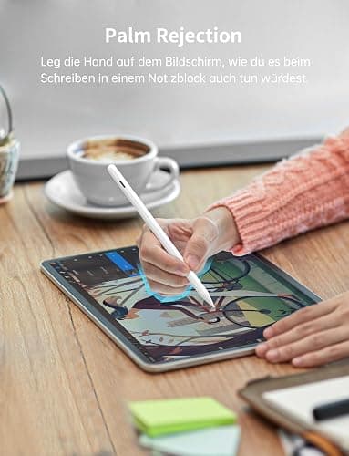 MEKO Stift für Apple iPad 2018-2025 mit Schnellladeleistung, Pen mit Palm Rejection und Neigungssensitivität, Pencil für iPad 6.-10./A16, Pro M4/13,11",12.9", Mini 5.-7., Air M2/M3 3.-5., Weiß thumbnail 7