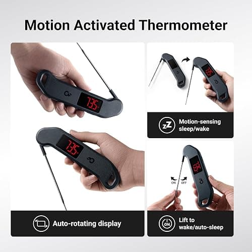 ThermoMaven Professional Meat Thermometer Digital, 1-Second Truly Instant Read, NIST Certified Accurate to ±0.5℉, Ultra Bright LED Screen, 100% Waterproof, Motion-Sensing Wake/Sleep, Black thumbnail 7