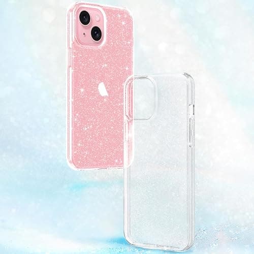 JJGoo Compatible with iPhone 15 Case Glitter, Clear Transparent Soft TPU Sparkle Anti-Scratch Shockproof Protective Phone Bumper, Women Girls Slim Bling Sparkly Phone Case thumbnail 8