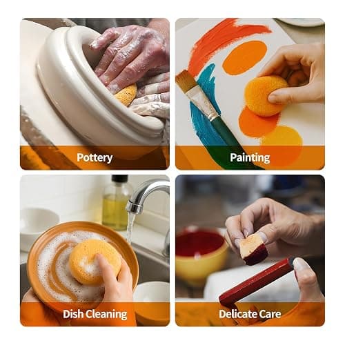 12 Pcs Pottery Sponges, 2.75 inch Yellow Round Sponges for Clay Art, Painting & Crafts, Tack Cleaning Sponges for Household & Leather Care thumbnail 6