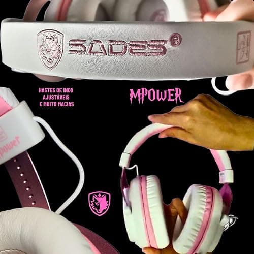 SADES MPOWER Stereo Gaming Headset for PS4, PC, Mobile, Noise Cancelling Over Ear Headphones with Retractable and Flexible Mic & Soft Memory Earmuffs for Laptop Nintendo Switch Games-Angel Edition thumbnail 8