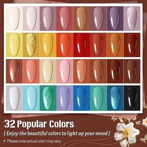 JODSONE 32 Color Gel Nail Polish Kit Soak OFF Base Coat and Top Coat Nail Gel Polish Love Manicure DIY at Home Happy Experience thumbnail 3