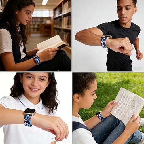 HYHMXB Cute Cartoon Design Pattern Printed Bands Compatible with Apple Watch Band 38mm 40mm 41mm, Grade Soft Silicone Sports Wristband Strap for iWatch Ultra SE & Series 11/10/9/8/7/6/5/4/3/2/1 thumbnail 5
