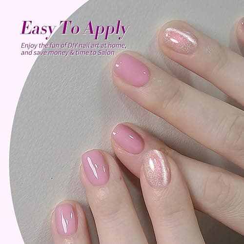 BORN PRETTY Jelly Purple Gel Nail Polish Transparent Sheer Pink Grape Purple Shimmer Glitter Jelly Gel Polsih Nail Art Manicure DIY at Home 6PCS thumbnail 4