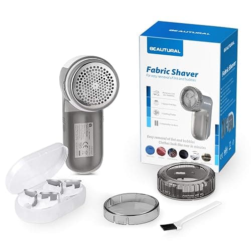 BEAUTURAL Fabric Shaver and Lint Remover, Sweater Defuzzer with 2-Speeds, 2 Replaceable Stainless Steel Blades, Battery Operated, Remove Clothes Fuzz, Lint Balls, Pills, Bobbles Gray thumbnail 7