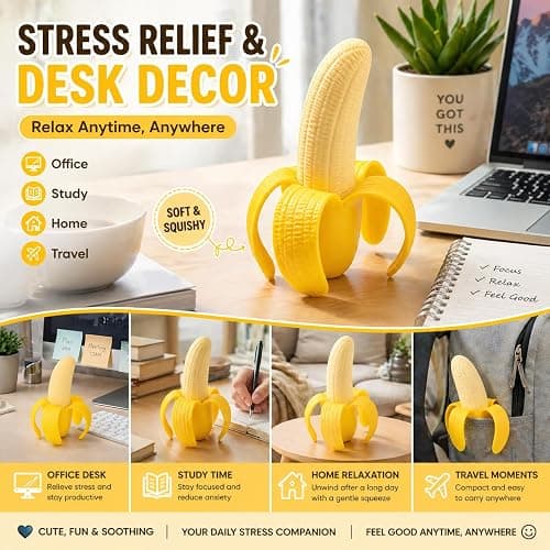 2Pcs Realistic Banana Squishy Toy,Jumbo Squishy, Oversized Squishy Toys for Adults,Soft Scented Stress Relief Toy, Slow Rising Sensory Squeeze thumbnail 3