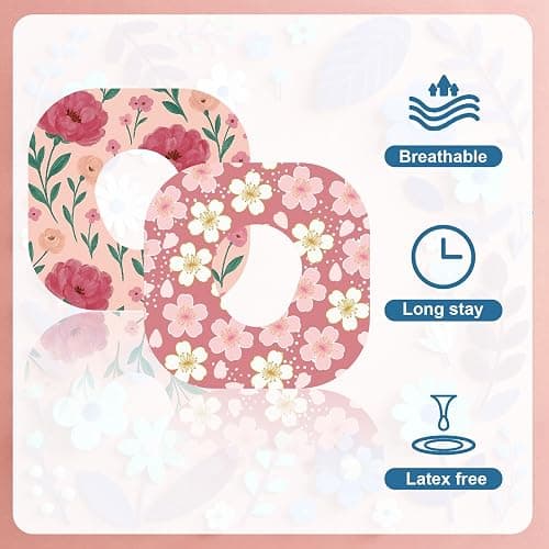 25pcs Adhesive Patches for Dexcom G7, Breathable Pre-Cut Tape Over Patches Sensor Monitor Covers with Holes Waterproof Flower Adhesive Overpatches Compatible with Dexcom G7 (Flowers Style) thumbnail 4
