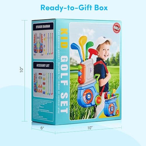 PJG Toddler Golf Set, Plastic Kids Golf Clubs Ages 1 2 3 4 5 Years Old with 4 Golf Clubs and 10 Balls, Indoor and Outdoor Toddler Golf Toys with Cart for Boys and Girls Birthday (Blue) thumbnail 7
